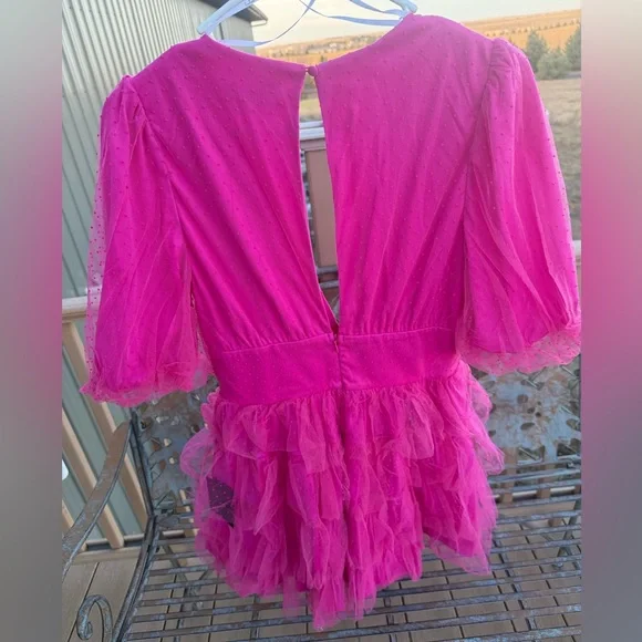 Lulu's Hot Pink Tiered Mini Dress - Picture 5 of 9